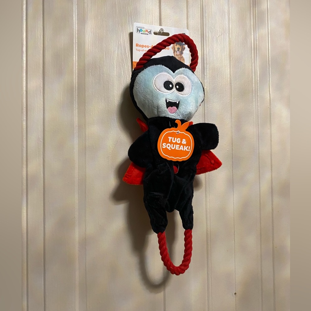 Outward  Interactive Plush Squeaky Dog Tug Toy One-Size  Scrunch Bunch 14”